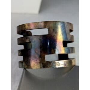 Cuff bracelet patina fire painted metal cutout boho to 7" wrist Diameter 2.5"NWT